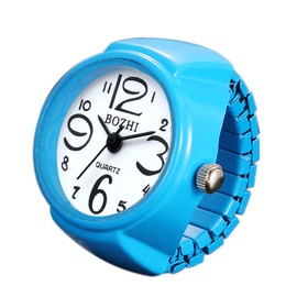 JewelryWe Men Women Finger Watch Round Analog Quartz Finger Ring Watches, Adjustable Size