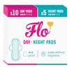 FLO - Almohadillas de bambú orgánicas, paquete combo día y