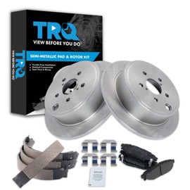 TRQ Rear Brake Pad & Rotor Kit Brake Pads Brake Rotor Parking Brake Shoe Set Semi-Metallic Compatible with 2009-2013 Subaru Forester 2008-2014 Impreza 2010-2012 Legacy Outback