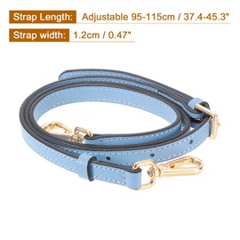 sourcing map Genuine Leather Bag Strap Replacement Adjustable Crossbody Bag Straps, 37.4-45.3 Inch Purse Strap for Shoulder Bag Handbag Purse, Blue, Gold Buckle