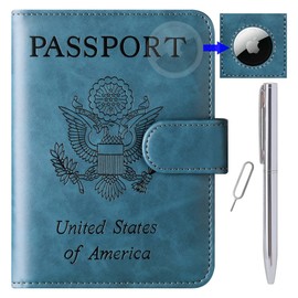 Funda para pasaporte de piel, para viajes, viajes, viajes, viajes, accesorios de viaje para hombres y mujeres, 117#Azul, Para Airtag
