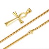 REVEMCN Men's Stainless Steel Black Gold Silver Coptic Ankh Cross