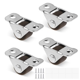 Pack of 4 2.5 cm Small Rubber Castors with Steel Top Plate, Furniture Castors, Mini Steering Wheels, Fixed Metal Plate, Rubber Steering Wheels with Low Profile for Small Appliances, Furniture, DIY