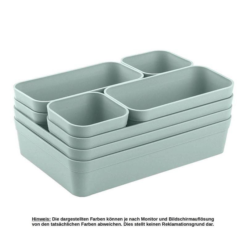 1 x Drawer Organiser Set, 8 Pieces, Pastel Green, Universal