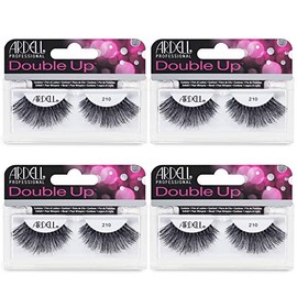 Ardell False Eyelashes Double Up 210 - Voluminous & Full Strip Lashes, Reusable Wispy Lashes, 4 Pack
