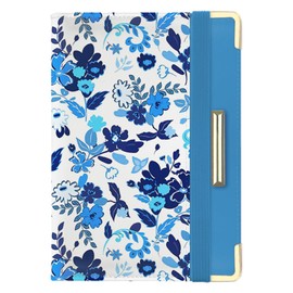 UntilPlan Passport Holder Cover, RFID Blocking Passport Cover Travel Wallet, Passport Holder for Travel Family, Vacation Luggage Must Haves Accessories for Men Women (Flower-Blue)
