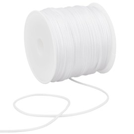 SUNNYCLUE 32.8 Yards Nylon Cord 1 mm White Satin Nylon Cord Rattail Cord Satin Silk Cord Bead Cord Satin Cord Chinese Knot Silky Cord for Kumihimo Macrame Friendship Bracelets