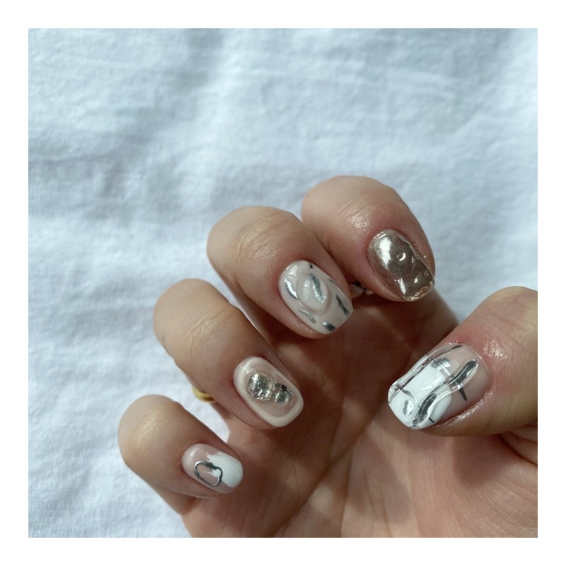 Unique Silver Nail Tips - Mediaval / 유니크 실버 네일팁