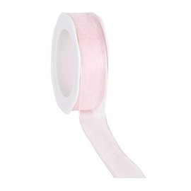 finemark 20 m x 25 mm Chiffon Light Pink 50 with Wire Gift Ribbon Transparent Organza Premium Wire Edge Ribbon Wedding Birthday Chiffon Ribbon Plain