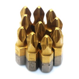 S2 Titanium Coated Screwdriver Bits Set, 1/4 Inch Hex Shank Magnetic PH2 Phillips Screwdriver Bits Anti-skid 25 mm 50 mm