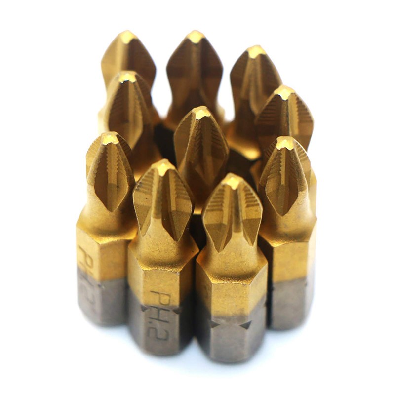 S2 Titanium Coated Screwdriver Bits Set, 1/4 Inch Hex Shank