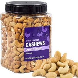 Cashews Nuts | Delicious Heart Healthy Energy Boost Protein Antioxidant-Rich High Fiber – Vegan Keto Gluten-Free | For Everyday Snack Travel Office Gift Baking Cooking - Kids Adult (42 oz Jar, Whole Roasted Sea Salted Cashew)
