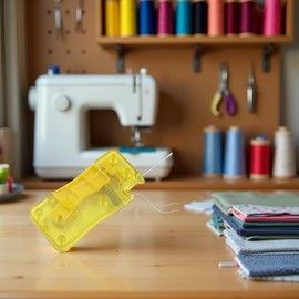 2Pcs Yellow Easy Threading Needle Threader,Automatic Needle Quick Threading Aid Machine,Manual Plastic Needle Threader for Unable to Thread by Oneself,Sewing Tools,Threaders,Sewing Accessories