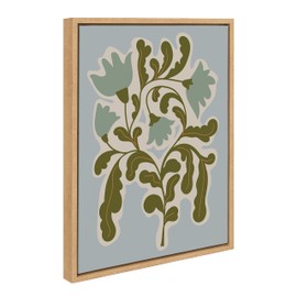 Kate and Laurel Sylvie Expressive Abstract House Plant Playful Blue Framed Canvas Wall Art by The Creative Bunch Studio, 18x24 Natural, Modern Abstract Greenery for Contemporary Floral Art