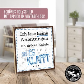 TypeStoff Wooden Sign with Saying - Instructions - Vintage Look with Quote as a Gift and Decoration on the Theme Funny and Instructions for Use - HS-00697