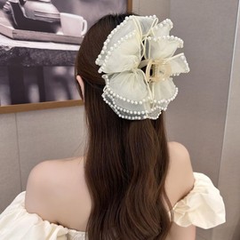 HAPVITAL Hair Ornament, Hair Clip, Office, Simple, Hair Accessory, Cute, Large, Clip, Brand, Popular, Korean Style (White)