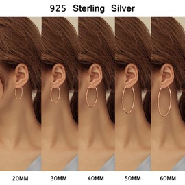 POPLYKE 925 Sterling Silver Rose Gold Circle Endless Hoop Earrings for Women 40mm