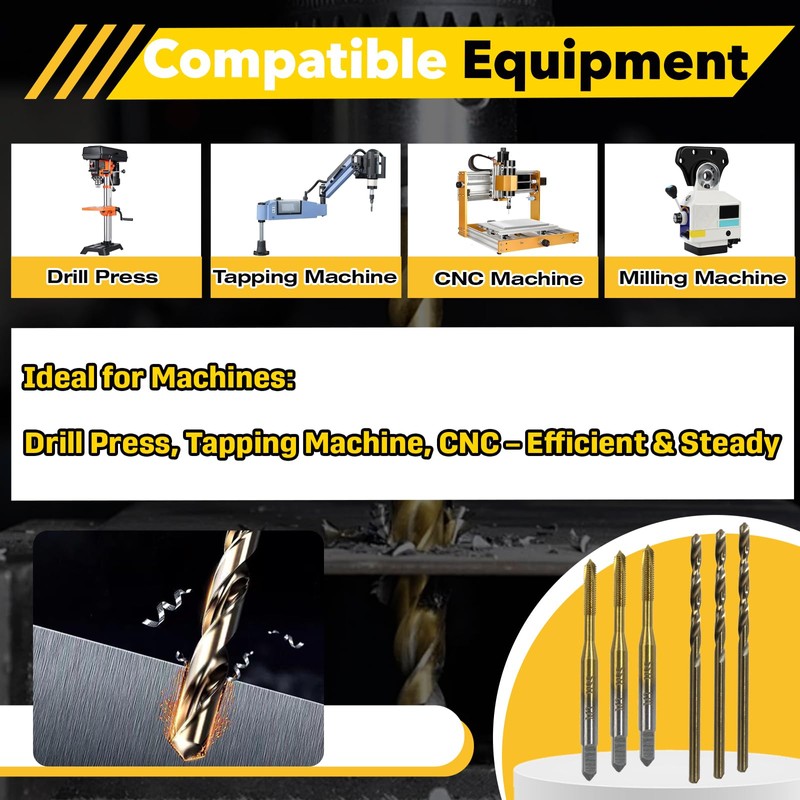 3-Pack Metric Tap & Drill Bit Set - M3×0.5 Ti-Coated