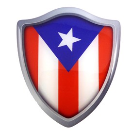 Puerto Rico Flag Shield Domed Decal 3D Look Emblem Resin car Sticker 2.6"x3"