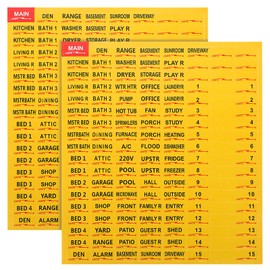 PEOVLVN 2 Sheets/258Pcs Circuit Breaker Labels, Self-Adhesive Electrical Panel Labels Waterproof Breaker Panel Labels Stickers Breaker Box Labels for Home Office Apartments and Electricians (Yellow)
