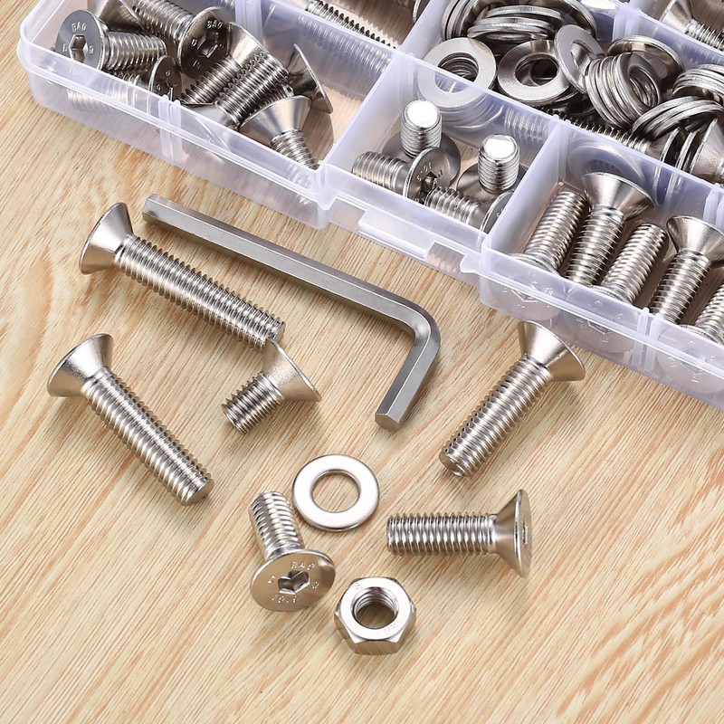 115 Piece M8 Screws Set, M8 Countersunk Screws Set, Flat
