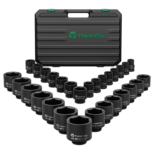 TIWINTUL 3/4" Drive Impact Socket Set, CR-MO Steel, SAE 3/4"