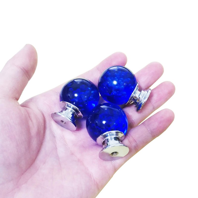 Set of 5 Blue Bubbles Knobs, Round Handles Pulls for