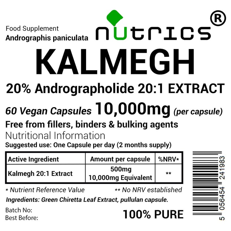 Nutrics® 10,000mg (per Capsule) KALMEGH Extract 60 V Capsules -