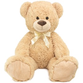 BRUBAKER XXL Teddy Bear 40 Inches - Soft Toy - Plush Cuddly Toy with Ribbon - Gift for Kids and Adults - Beige
