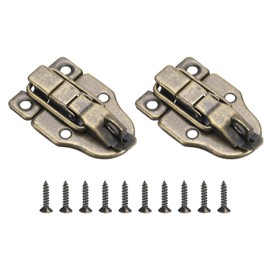 QUARKZMAN Pack of 2 Antique Vintage Box Clasps, 60 x 40 mm, Retro Snap Lock with Screws, Turnbuckle Hasp Lock with Hole for Wooden Boxes, Chests, Suitcases, Jewellery Box, Bronze