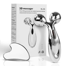 Juego de Gua Sha y Rodillo Facial de Acero Inoxidable, Herramienta Facial para Esculpir el Rostro, Cuidado de la Piel de Metal, Masajador para Mujeres