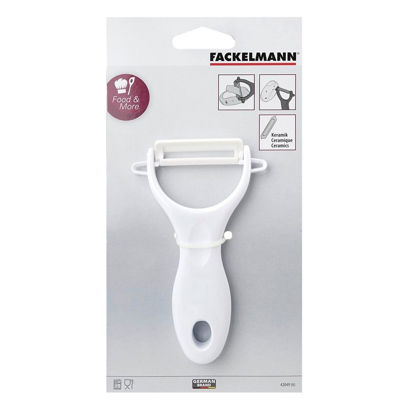 Fackelmann Y-Peeler, Ceramic Blade and Plastic Handle, 13.5x8x1.5cm, White or