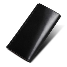 Fabrizio Men's Women's Long Wallet, Bifold Wallet, Gusset, Coin Purse, Thin, Large Capacity, 21 Cards, Easy to Use, Italian Leather, Made by Top Leather Craftsmen, Genuine Leather, YKK Zipper, Black