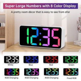 DreamSky Large Digital Alarm Clock Big Numbers for Seniors & Visually Impaired, RGB 9 Inches Desk Clock for Bedroom, Dimmable Jumbo Display, USB Ports, Loud Alarm for Heavy Sleepers, Adjustable Volume