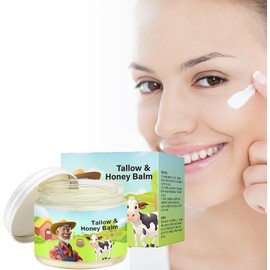 Balsam de miel, Crema humectante con grasa de vaca humectante, Crema nutritiva para la piel seca, Cuidado facial y corporal, Balsam nocturno suave para la piel sensible