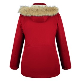 Soularge Women's Winter Plus Size Sherpa Lined Hooded cotton Jacket(Red, 2X)