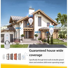 Wireless Doorbell Plug in Chime Kit | Doorbell Designed for Guaranteed House Wide Coverage, Clear Loud Audio & Visual Notification On Door Bell Button & Receiver Chime