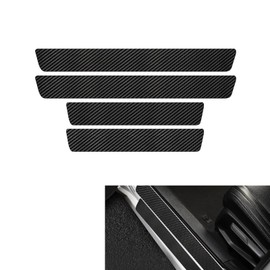 MLY 4 PCS Car Door Sill Protector, Heavy-Duty Carbon Fiber Edge Guard, Anti-Scratch Waterproof Shield with Adhesive Door Entry Guard, Universal Fit for Cars, Trucks, SUVs (Black)