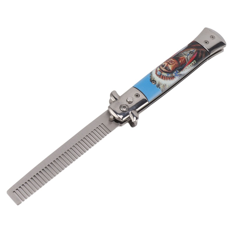 Men Spring Comb Pocket Size Stainless Steel Teeth Foldable Brush