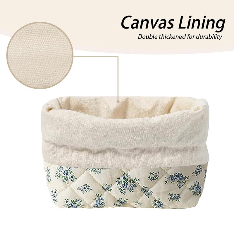 Lyssiatina Drawstring Cosmetic Bag, Blue Flower, 6.9*6.7*3.9inch