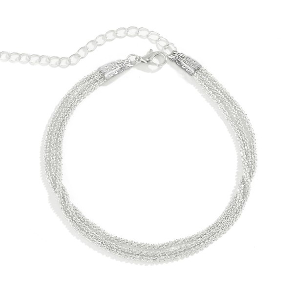 QUKE Silver Anklets for Women Adjustable Women's Anklets Layered Ankle