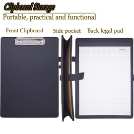 ECEIRO Clipboard with Storage Clipboards with Pen Holder Clip Board with Storage Leather Clipboard Organizer Binder Clipboard-Office School Supplies