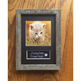 Pawprints Left by You Memorial Gifts - 5” x 7” Distressed Wooden Tabletop or Shelf Frame - Farmhouse Decor Inspired Sign for Grieving Pet Owners - “Loving Friend”
