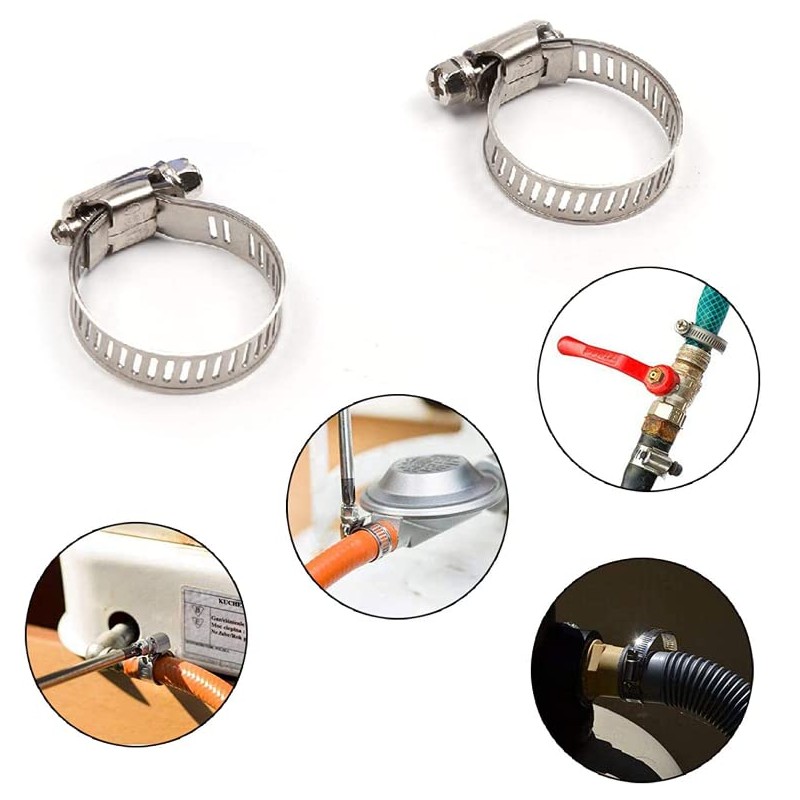 AirTech-UK Stainless Steel Hose Clamps Set - Adjustable and Durable
