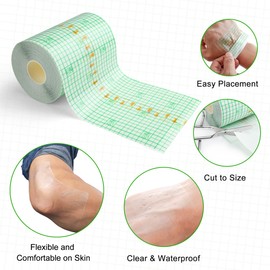 LotFancy Tattoo Aftercare Bandage, 4" x 12 Yards Roll, Transparent Film Dressing, Waterproof Protective Tattoo Wrap Tape for Second Skin Healing, Tattoo Supplies and Scar Therapy