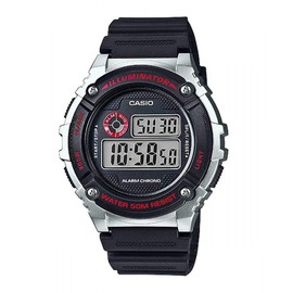 CASIO Unisex Auto Illum Digital Watch, Black/Silver, Black Band