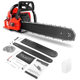 COOCHEER Gas Chainsaw Powered 62CC, 3.5-HP 2-Cycle Gas Chainsaw 20 Inch with Tool Kit & Carrying Bag, Gas Weed Eater for Trees Cutting and Trimming, Orange Red