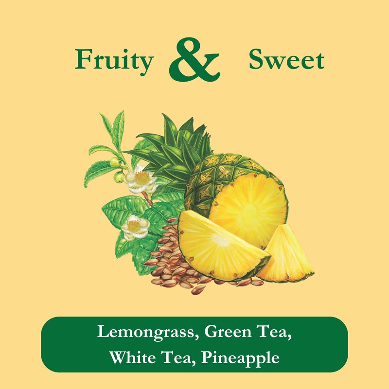 Tadin Pineapple Herbal Tea, Contains Caffeine, Individually Wrapped Tea Bags,