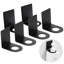 Duoleimi Soap Dispenser Holder, Black, Pack of 6, Wall Mounted Shampoo Holder, Bathroom Shelf with Soap Dispenser, Wall Mounting, No Drilling, Shower Gel Container for Gluing, for Bathrooms, Kitchens