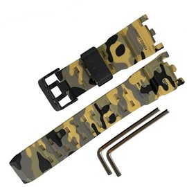 Waterproof Rubber Watch Strap for Casio for G-shock GWG-2000 Mudmaster,Wirstband accessories for Men (Black Ring/Camouflage Khaki)
